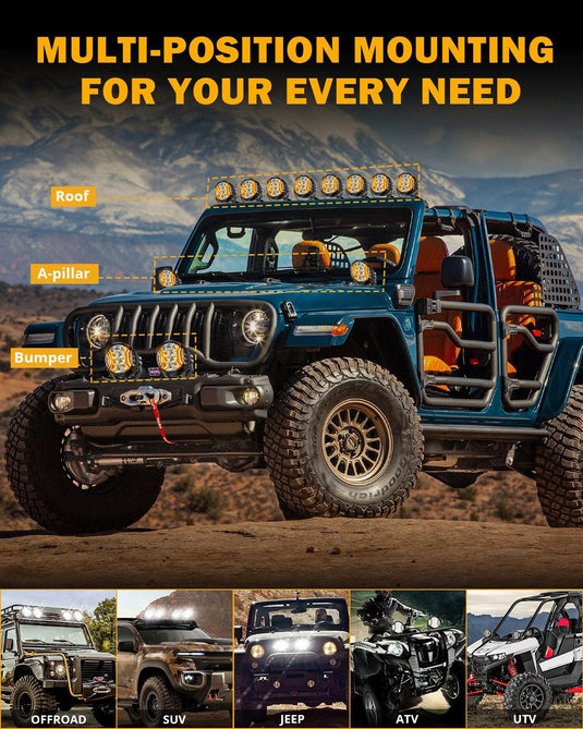 V-ULTRA Series 6/8 Pcs 5 Inch 172W LED Side Shooter Amber DRL with Power Harness