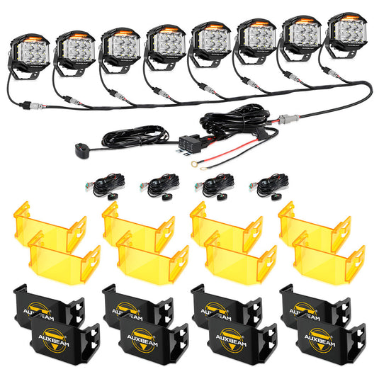 V-MAX Series | 5 Inch 168W 16440LM Combo Beam Side Shooter LED Round Pod Lights with Amber DRL