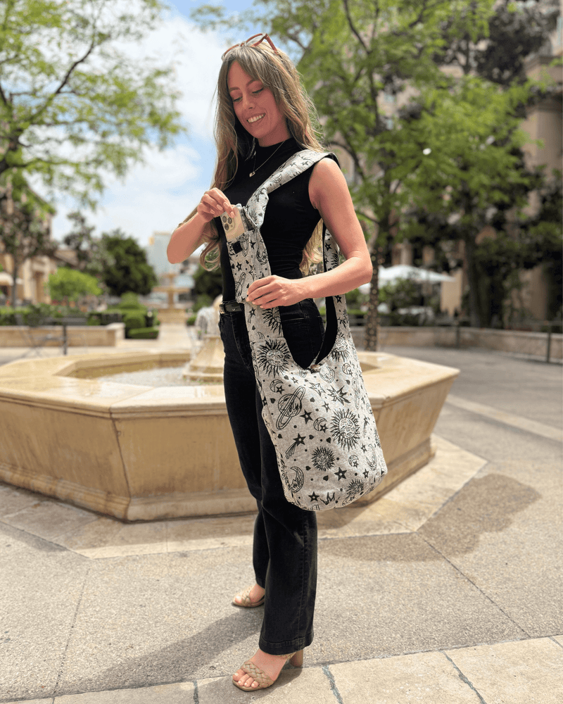 Load image into Gallery viewer, Kathmandu Collection Celestial Print Hobo Bag
