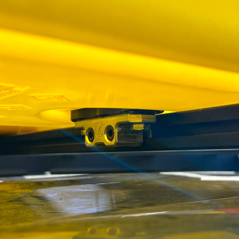 Load image into Gallery viewer, Billet aluminum Rotopax mount adapter for extrusion roof rack cross bars.
