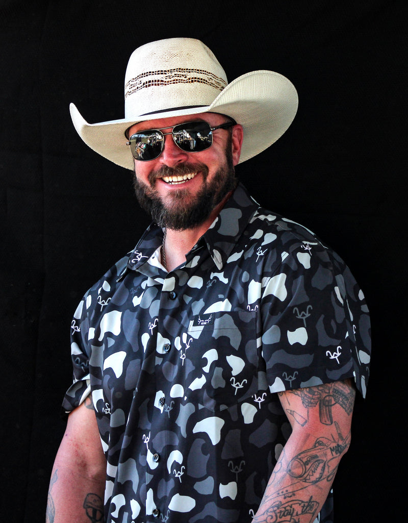 Load image into Gallery viewer, Limited Edition “Old School Black Camo WT” Pearl Snap Shirt | Western Hunting Button-Up | Westrek
