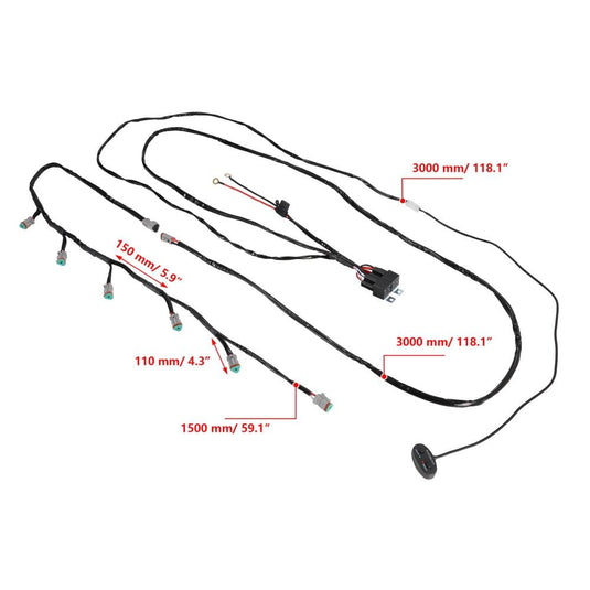 V-max Series 6Pcs Side Shooter Pod Lights with Power Harness