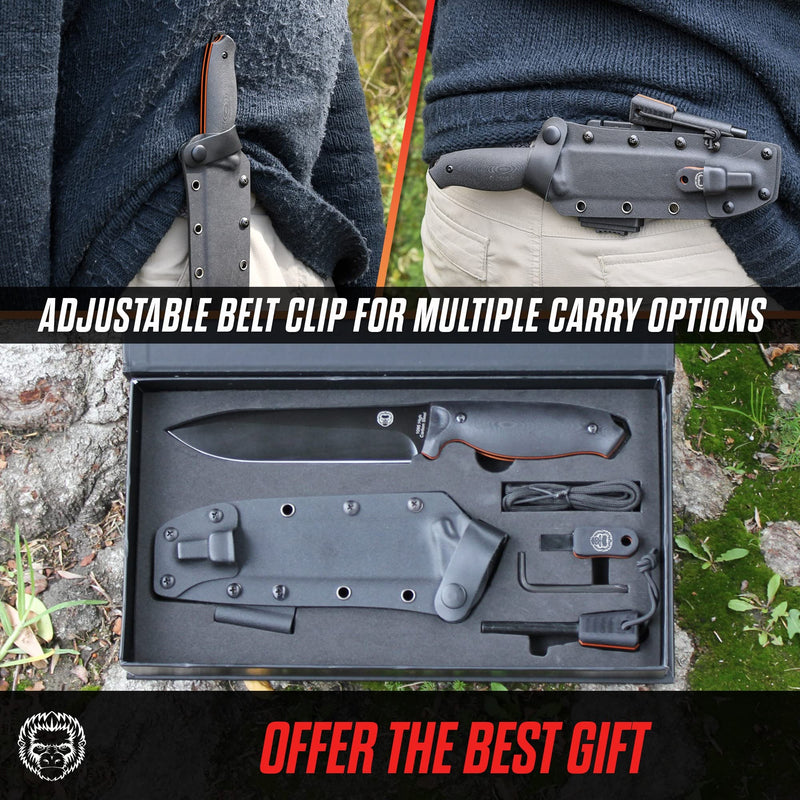 Load image into Gallery viewer, &quot;The Fireline&quot; Bushcraft Survival Knife with 1095 High Carbon Blade Giftset (Black and Orange)
