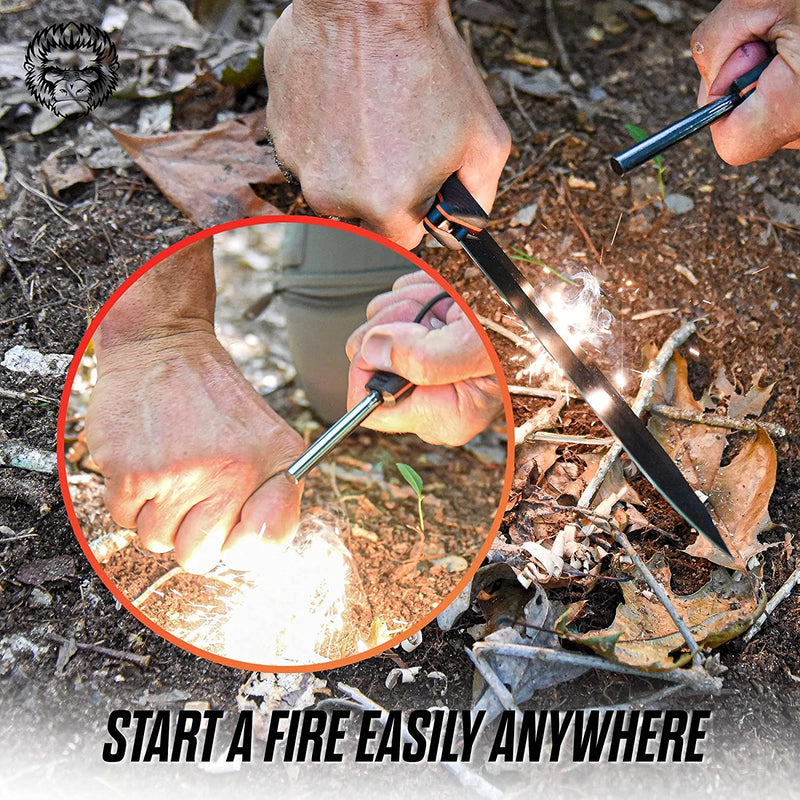 Load image into Gallery viewer, 12.32&quot; LAVALINE SURVIVAL KNIFE WITH FIXED 1095 HIGH CARBON STEEL BLADE
