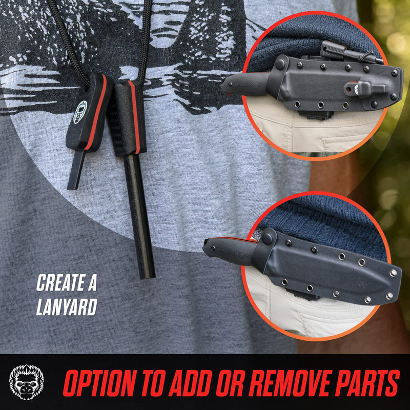 Load image into Gallery viewer, &quot;The Fireline&quot; Bushcraft Survival Knife with 1095 High Carbon Blade Giftset (Black and Orange)
