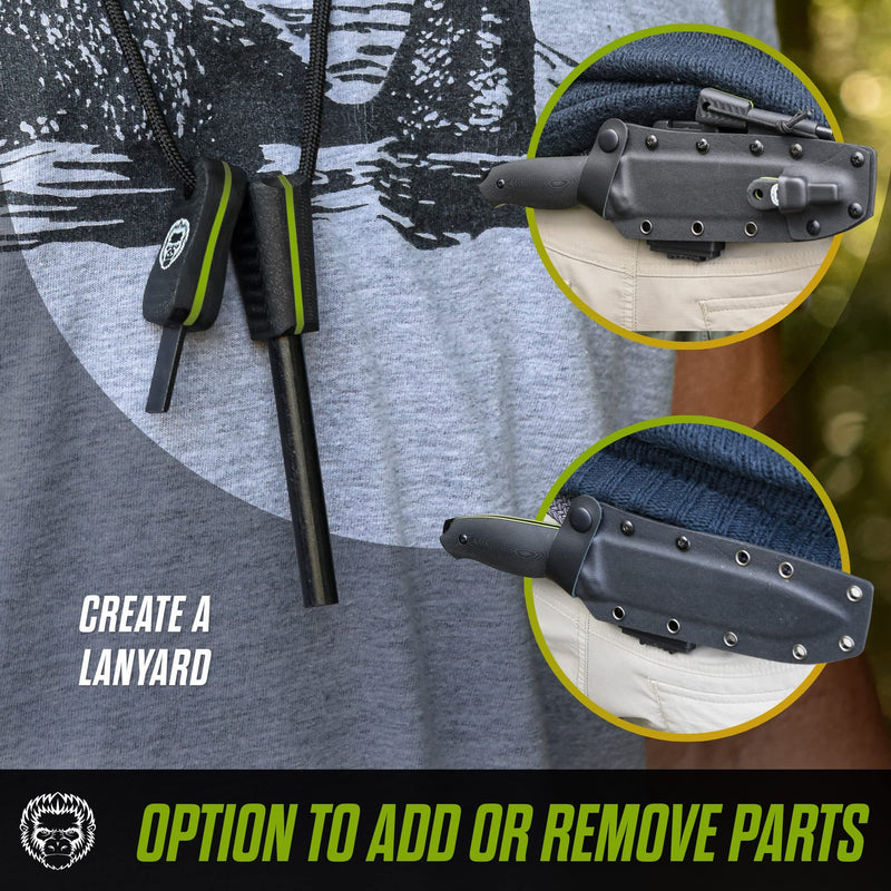 Load image into Gallery viewer, &quot;The Fireline&quot; Bushcraft Survival Knife with 1095 High Carbon Blade Giftset (Black and Green)
