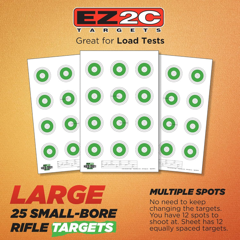 Load image into Gallery viewer, 25 EZ2C Targets Style 27/RD10: Small-bore 50ft Paper Shooting Target 11"x17" USA MADE Pad of 25
