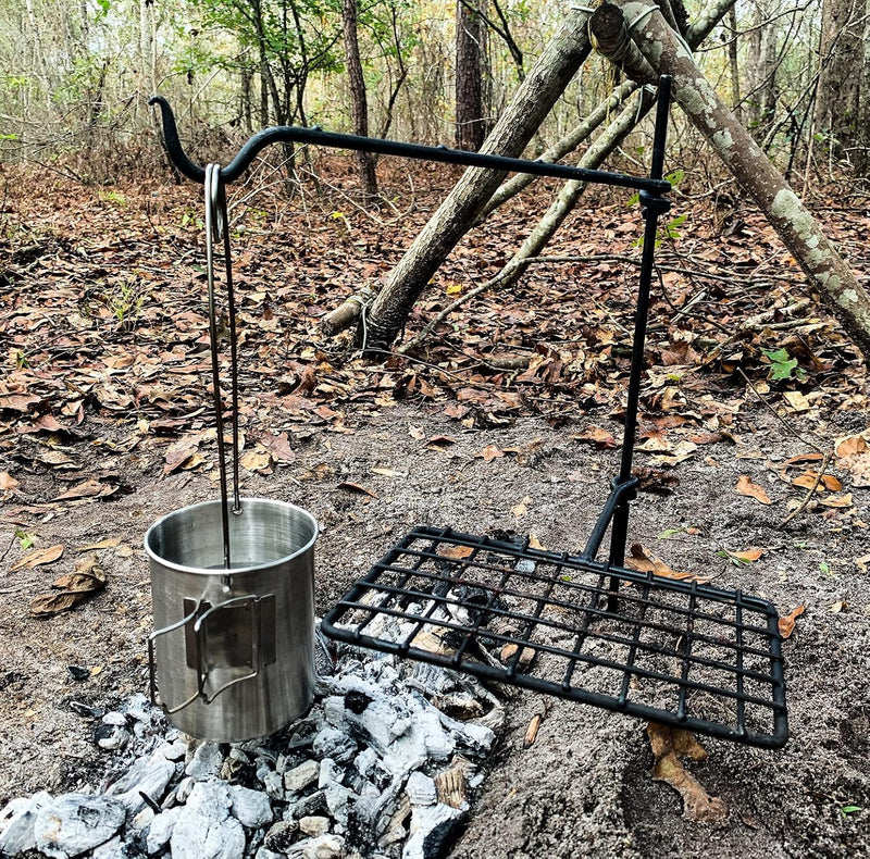 Load image into Gallery viewer, BattlBox Bushcraft Swivel Grill Set w/ Waxed Canvas Carrying Case
