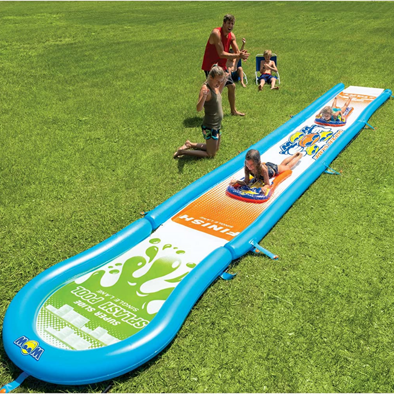 Load image into Gallery viewer, WOW Sports Single Lane Backyard Lawn Slide with Attached Pool
