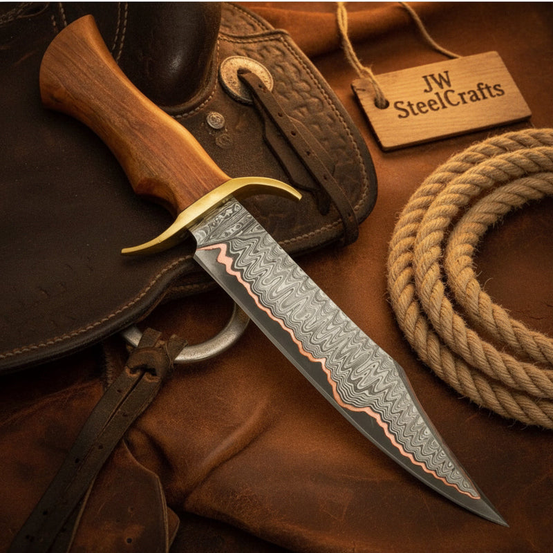 Load image into Gallery viewer, Timberland Trapper Bowie Knife 10" Handmade Damascus Presentation Box
