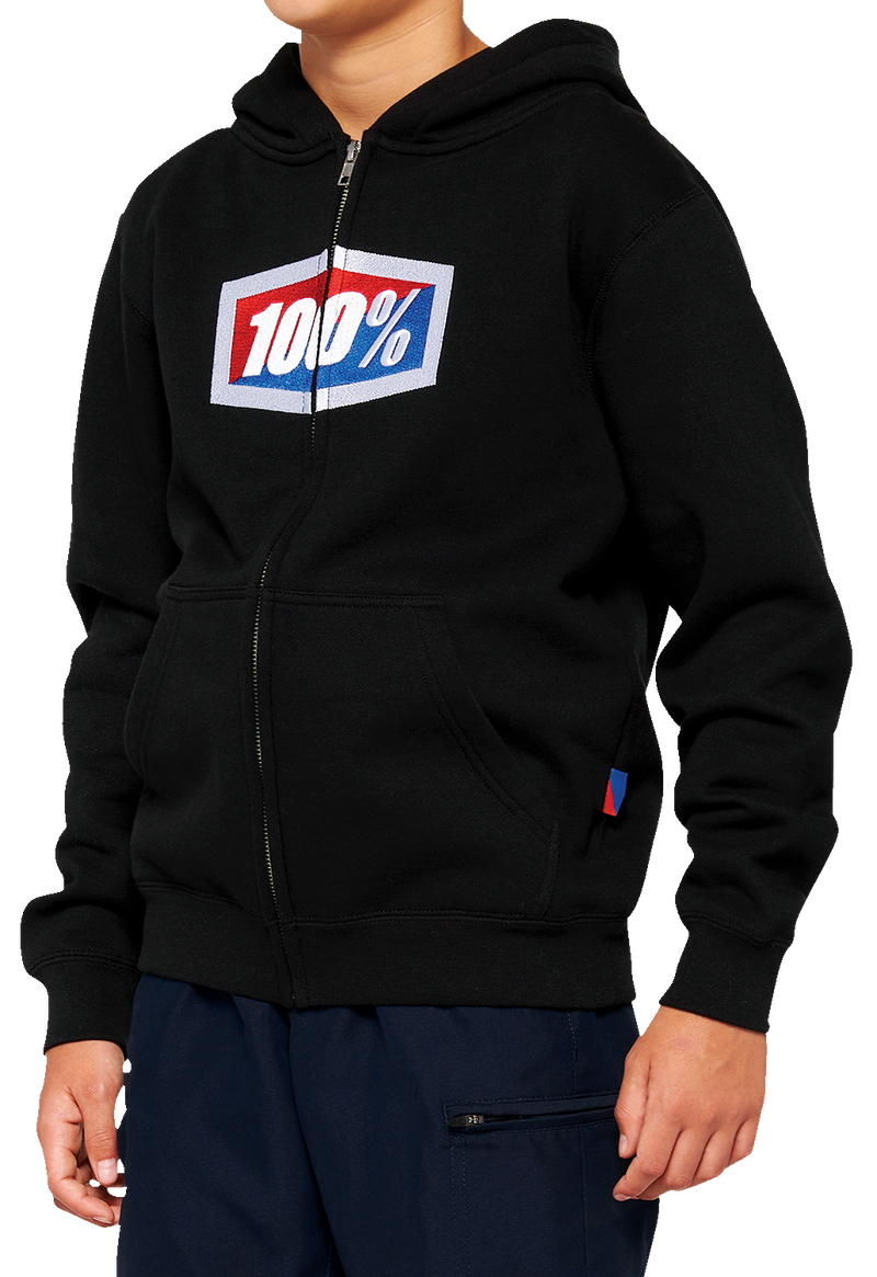 Load image into Gallery viewer, 100% Youth Official Zip Hoodie - Black - Large 20033-00002
