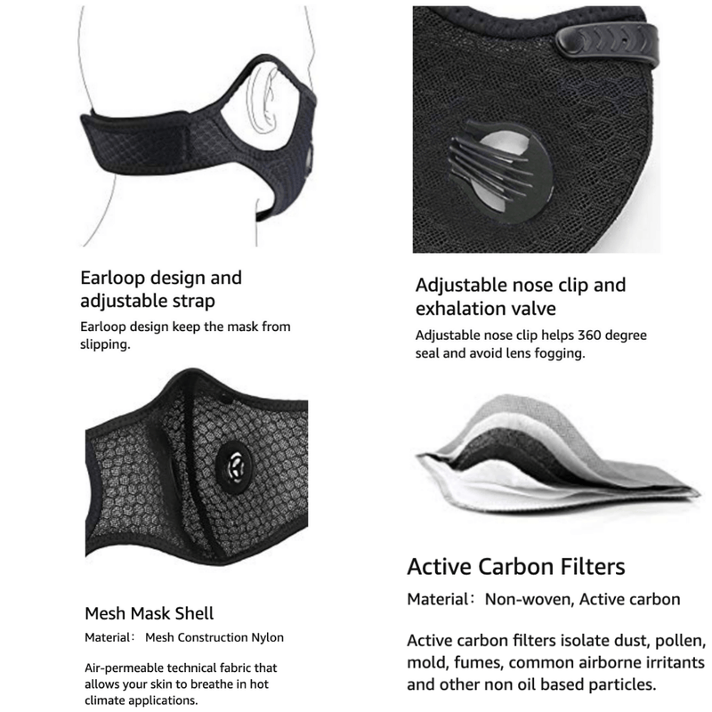 Load image into Gallery viewer, Performance Sports Face Mask with Activated Carbon Filter and Breathing Valves
