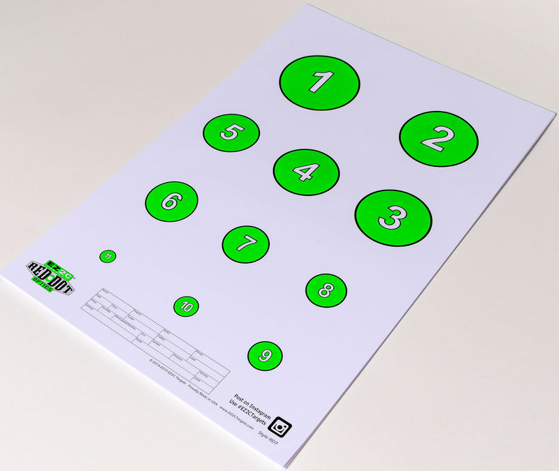 Load image into Gallery viewer, 25 EZ2C Targets RD7 Reducing Circles Paper Shooting Targets USA Made 11"x17" Pad of 25
