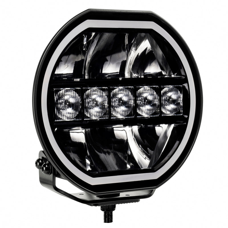 Load image into Gallery viewer, Go Rhino Xplor Blackout Series Maxline LED Hi/Low Beam w/Multi DRL (Surface Mount) 7in. - Blk
