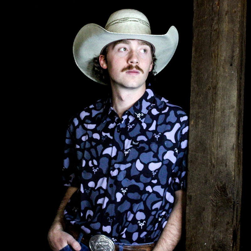 Load image into Gallery viewer, Limited Edition “Old School Black Camo WT” Pearl Snap Shirt | Western Hunting Button-Up | Westrek
