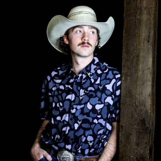 Limited Edition “Old School Black Camo WT” Pearl Snap Shirt | Western Hunting Button-Up | Westrek