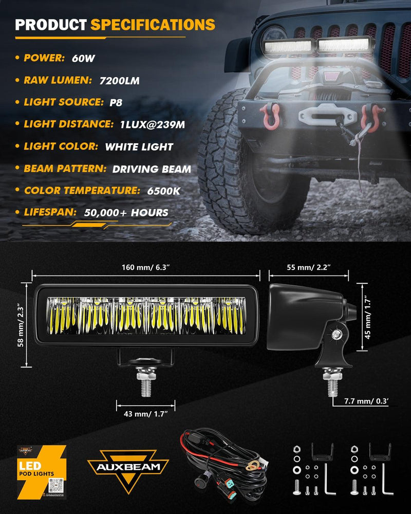 Load image into Gallery viewer, 6.3 Inch 60W 7200LM LED Light Bar Off Road Driving Light
