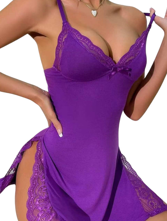 Laced Slit Sleep Dress