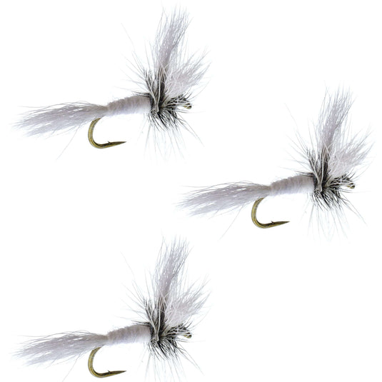 3 Pack Barbless White Wulff Classic Hair Wing Dry Fly - Hook Size 12