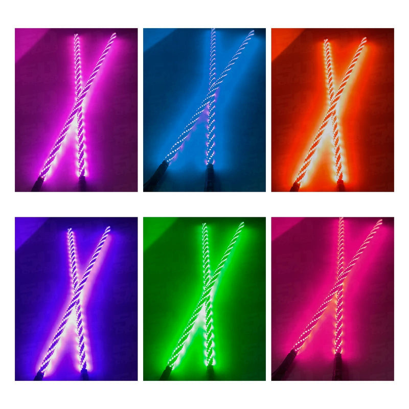 Load image into Gallery viewer, PAIR of 50 Cal Spiral LED Lighted Whips with Bluetooth App Control
