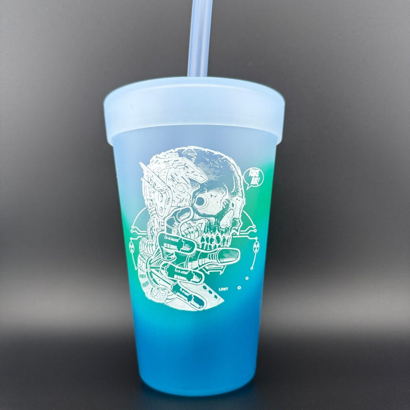 Load image into Gallery viewer, Silicone Straw Tumbler Pint Glass (16 Oz) - [STRATUS] Fear by Les White
