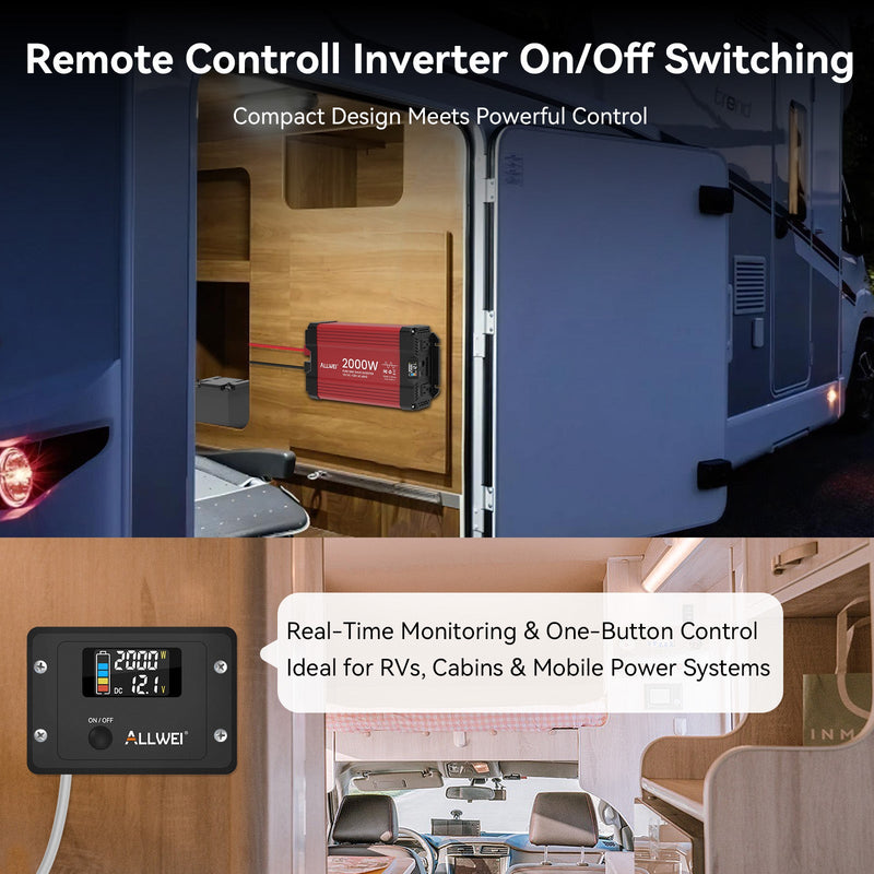 Load image into Gallery viewer, ALLWEI 2000W Pure Sine Wave Inverter - 12V DC to 120V AC Power Converter
