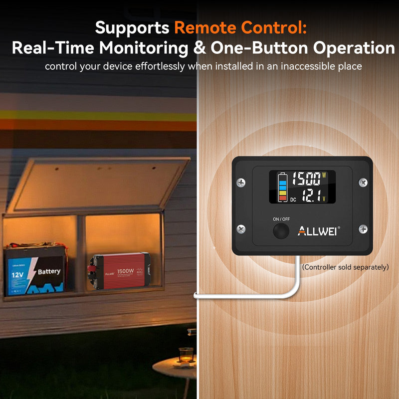 Load image into Gallery viewer, ALLWEI 1500W Pure Sine Wave Inverter 12V to 120V AC
