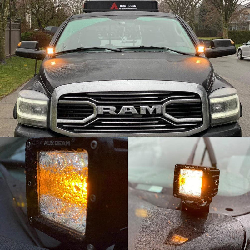 Load image into Gallery viewer, (2pcs/set) 3 inch 6 Modes White&amp;Amber LED Square Light Pod Working Lights with Wiring Harness for SUV ATV UTV Trucks Pickup Boat
