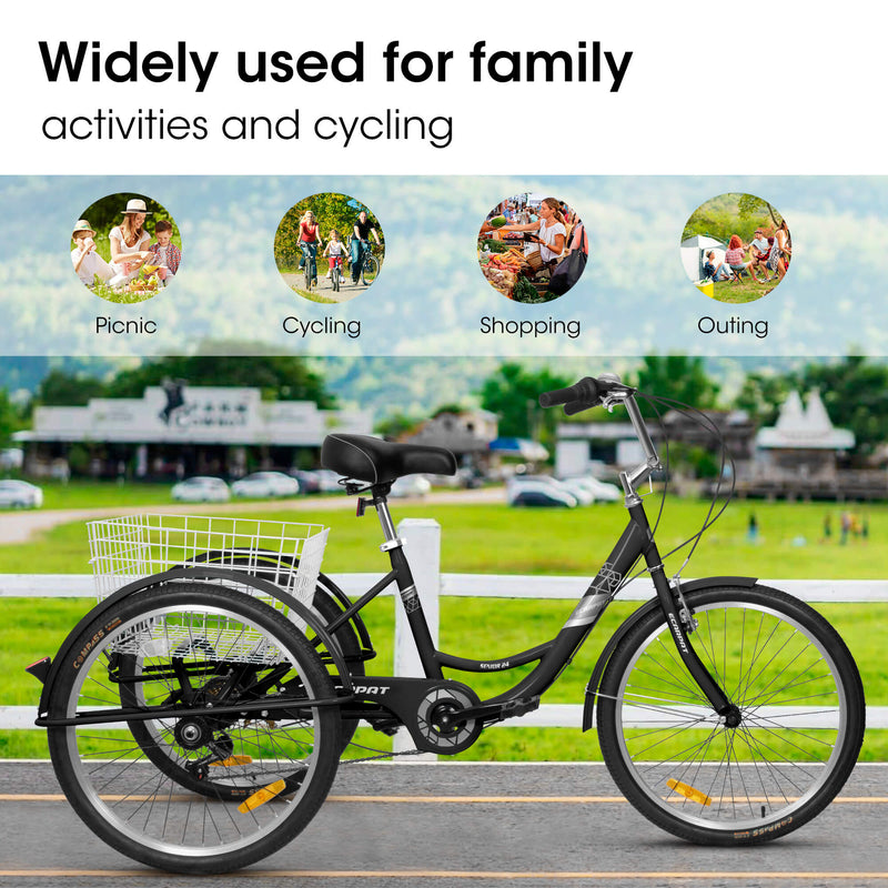 Load image into Gallery viewer, Ecarpat 24“ 7-Speed Adult Tricycle
