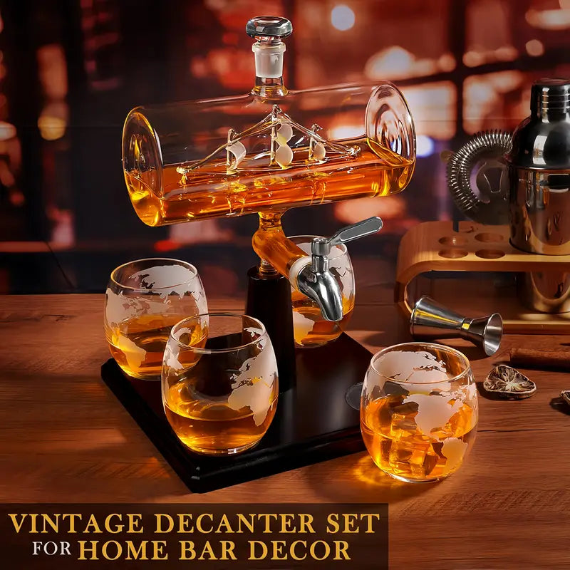 Load image into Gallery viewer, Maritime Sailboat Whiskey Decanter Set
