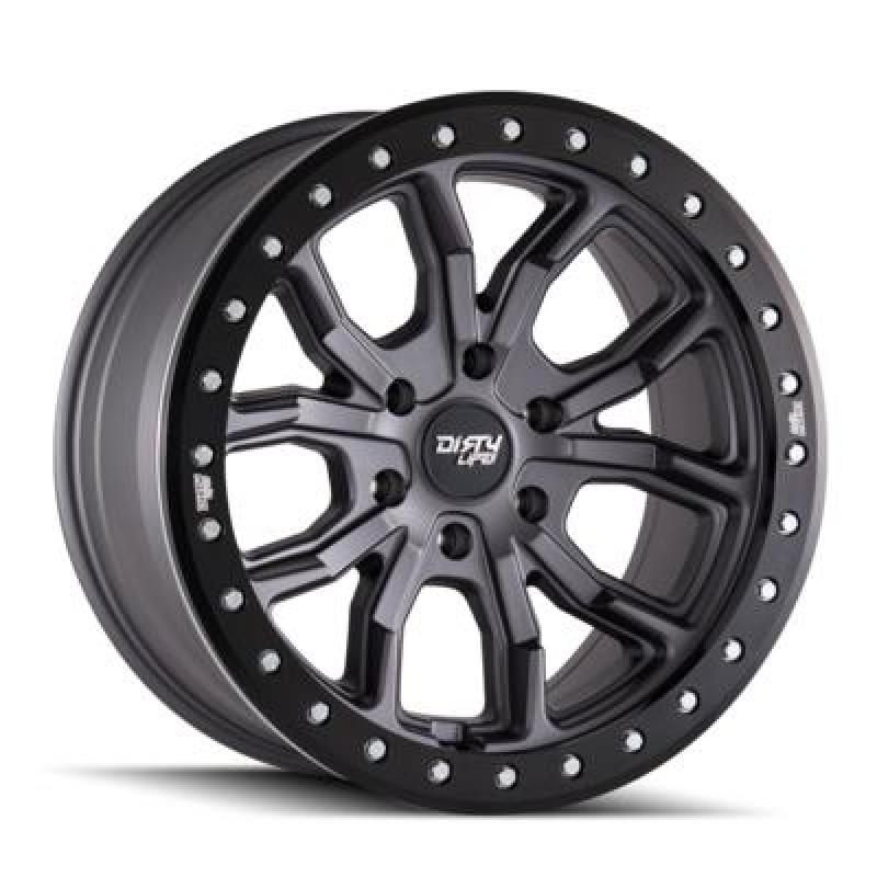 Load image into Gallery viewer, Dirty Life 9303 DT-1 17x9/5x127 BP/-12mm Offset/78.1mm Hub Matte Gunmetal Wheel - Simulated Rashring

