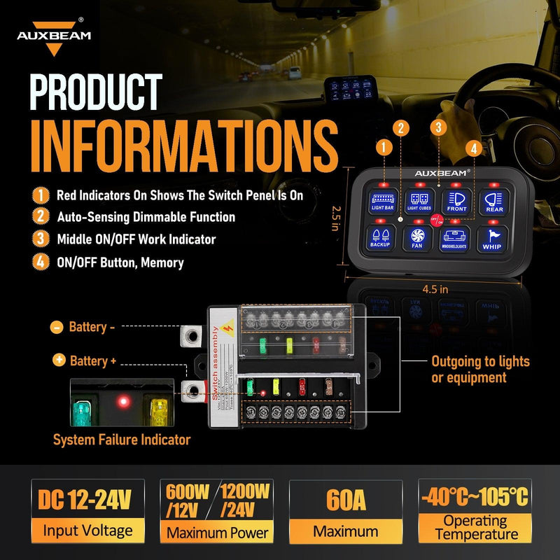 Load image into Gallery viewer, 6/8 Gang LED Switch Panel, Off Road Light Controller
