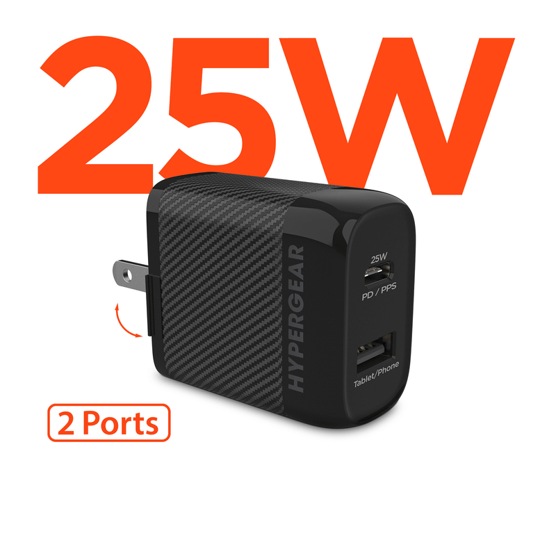 Load image into Gallery viewer, HyperGear SpeedBoost 25W USB-C PD + 12W USB Fast Wall Charger with PPS

