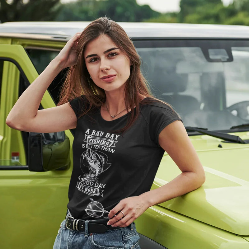 Load image into Gallery viewer, A Bad Day Fishing Women Slim Fit T-Shirt
