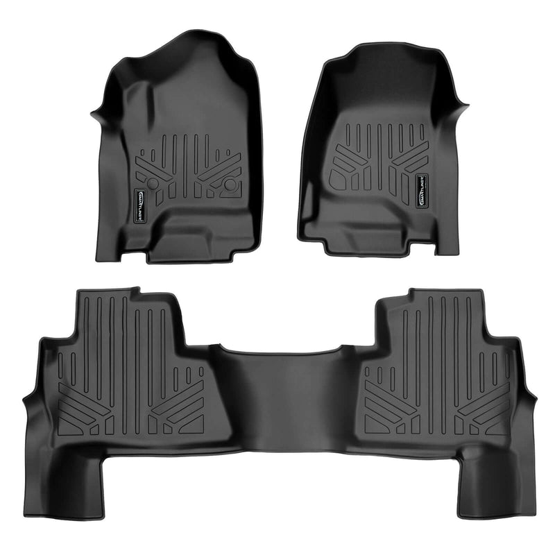 Load image into Gallery viewer, SMARTLINER Custom Fit Floor Mats 3 Rows and Cargo Liner Behind 2nd Row Set Black 2015 - 2020 Tahoe / Yukon with 2nd Row Bench Seats
