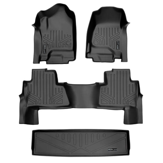 SMARTLINER Custom Fit Floor Mats 3 Rows and Cargo Liner Behind 2nd Row Set Black 2015 - 2020 Tahoe / Yukon with 2nd Row Bench Seats