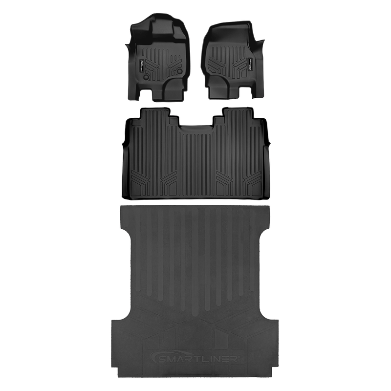 Load image into Gallery viewer, SmartCoverage™ Custom Fit Floor Liners For 2015-2025 Ford F-150 SuperCrew Cab with 1st Row Bench Seat (No OTH and no 2nd Row Underseat Storage)
