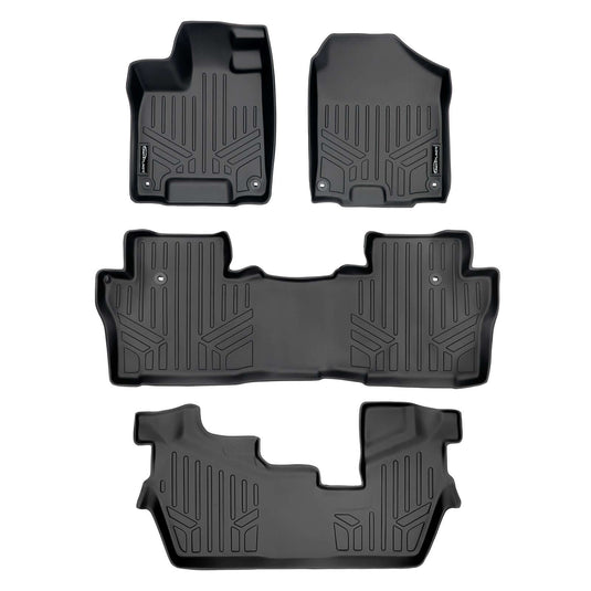 SMARTLINER Custom Fit Floor Liners For 2016-2022 Honda Pilot (8 Passenger Model)