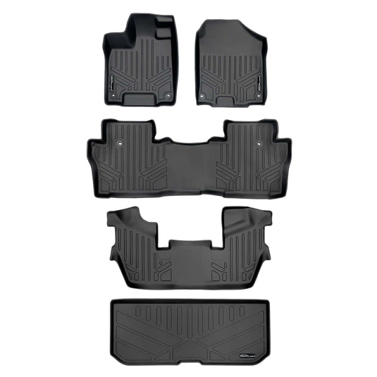 SMARTLINER Custom Fit Floor Liners For 2016-2022 Honda Pilot (7 Passenger Model)