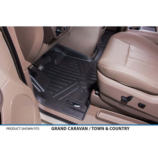 Smart Trim™ Custom Fit Floor Liners For 2013-2020 Dodge Grand Caravan with 2nd Row Bucket Seats and no Super Console