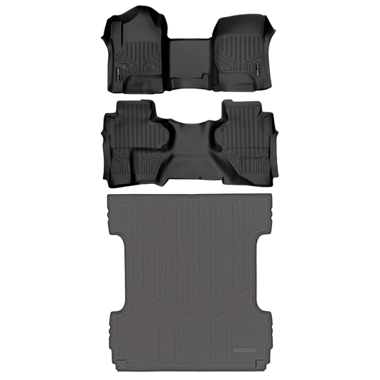 SMARTLINER Floor Liners for Double Cab 2014-2018 Silverado/Sierra 1500 - 2015-2021 2500/3500 HD