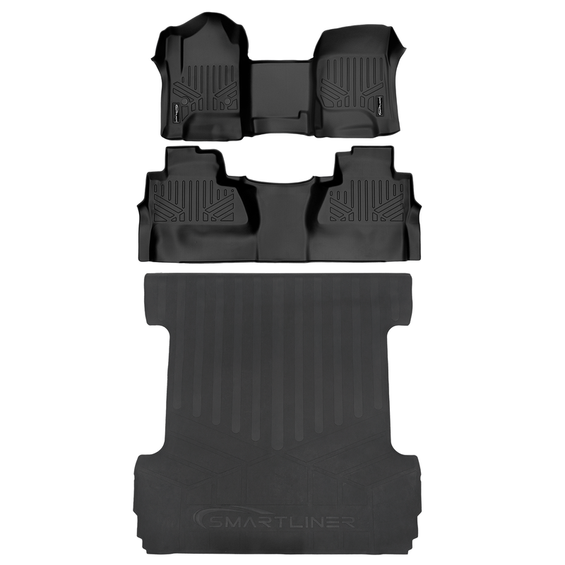 Load image into Gallery viewer, SMARTLINER Floor Liners for GMC Sierra 1500 Crew Cab 2014 - 2018 (Carpeted flooring) 1st Row Bench Half coverage
