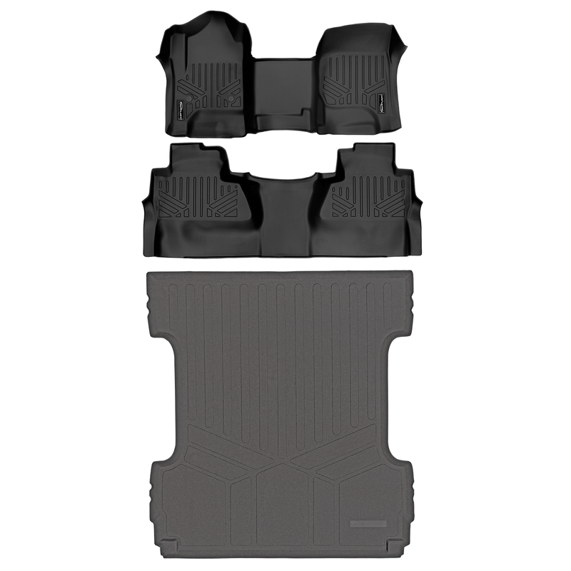 Load image into Gallery viewer, SMARTLINER Floor Liners for GMC Sierra 1500 Crew Cab 2014 - 2018 (Carpeted flooring) 1st Row Bench Half coverage
