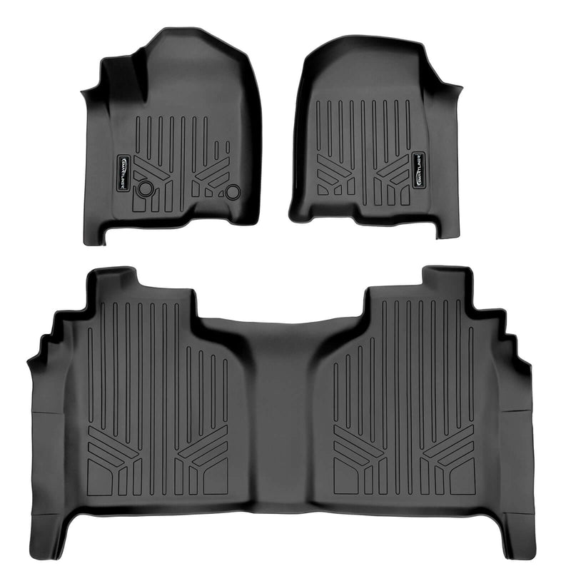 Load image into Gallery viewer, SmartCoverage™ Floor Liners For 2019-2026 Chevy Silverado 1500/ GMC Sierra 1500 Crew Cab | Carpet | (1st Row Bucket) [2nd Row Storage]

