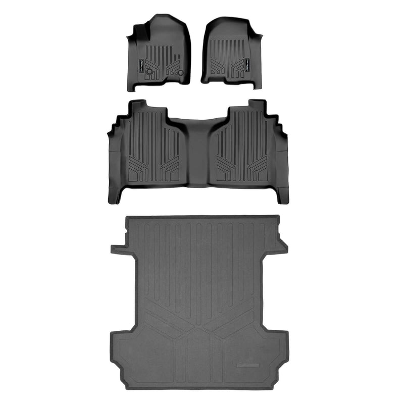 Load image into Gallery viewer, SmartCoverage™ Custom Fit Floor Liners For 2019-2025 Chevrolet Silverado 1500 / GMC Sierra 1500 Crew Cab with Carpeted Flooring and 1st Row Bench Seats (No OTH Coverage) and 2nd Row Underseat Storage
