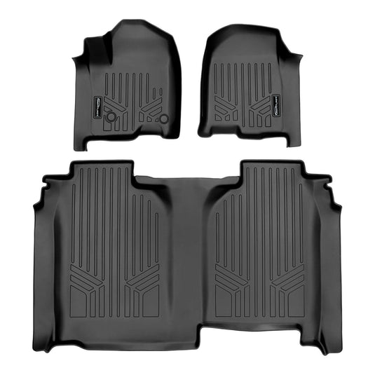SmartCoverage™ Custom Fit Floor Liners For 2019-2025 Chevrolet Silverado 1500 Crew Cab With 1st Row Bucket Seats and Carpeted Flooring without the 2nd Row Underseat Storage