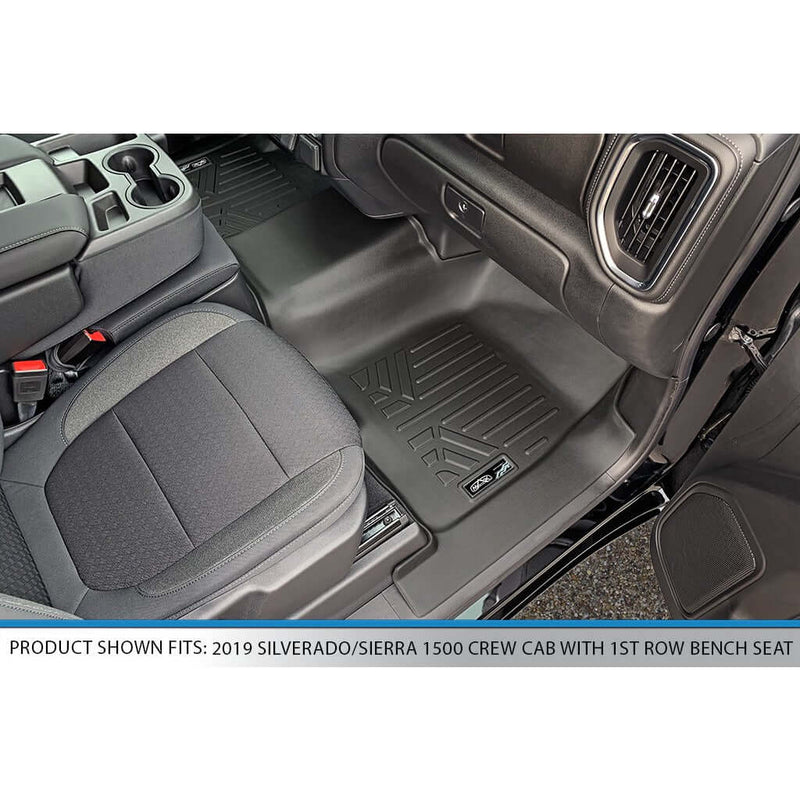 Load image into Gallery viewer, Smart Trim™ Custom Fit Floor Liners For 2019-2024 Chevrolet Silverado 1500 Double Cab with Carpet Flooring and 1st Row Bench Seat and OTH Coverage (without 2nd Row Under Seat Storage)
