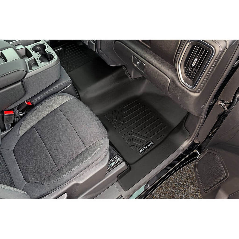 Load image into Gallery viewer, SmartCoverage™ Custom Fit Floor Liners For 2019-2025 Chevrolet Silverado 1500 Crew Cab With 1st Row Bench Seat (OTH Coverage) and Carpeted Flooring with the 2nd Row Underseat Storage
