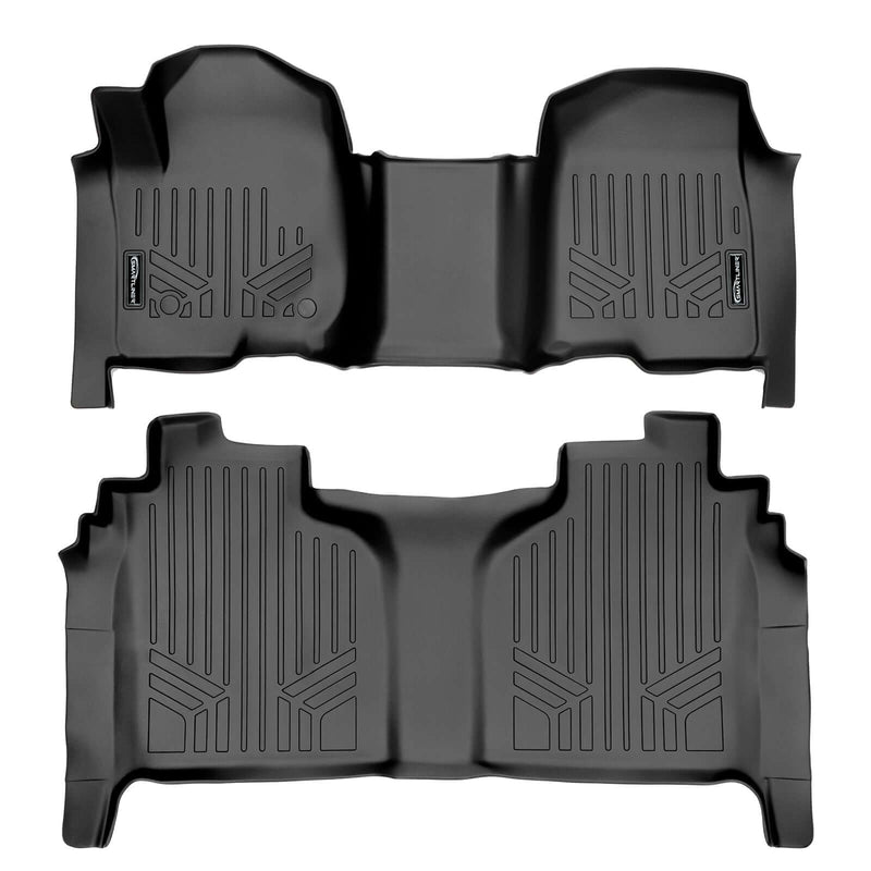 Load image into Gallery viewer, SmartCoverage™ Custom Fit Floor Liners For 2019-2025 Chevrolet Silverado 1500 Crew Cab With 1st Row Bench Seat (OTH Coverage) and Carpeted Flooring with the 2nd Row Underseat Storage
