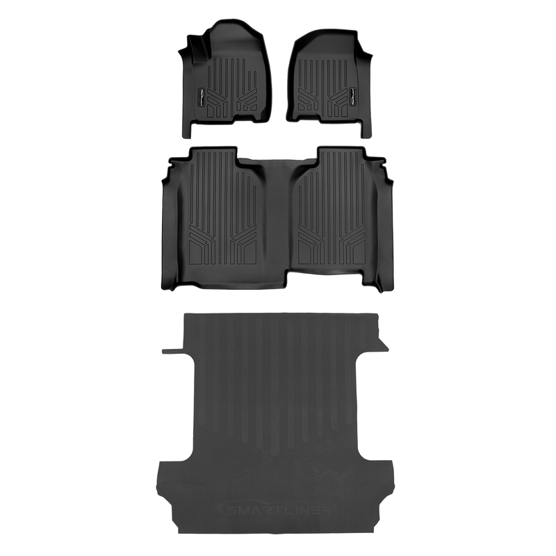 Load image into Gallery viewer, SmartCoverage™ Custom Fit Floor Liners For 2019-2024 Chevrolet Silverado 1500 Crew Cab With 1st Row Bench Seat (No OTH Coverage) and Vinyl Flooring without the 2nd Row Underseat Storage
